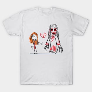 Chilling Artistry: Unleashing Children's Creepy and Scary Drawings T-Shirt
